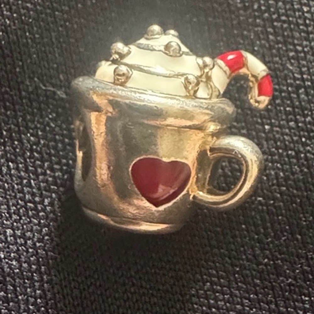 Pandora Hot Chocolate Peppermint Christmas Charm *authentic*